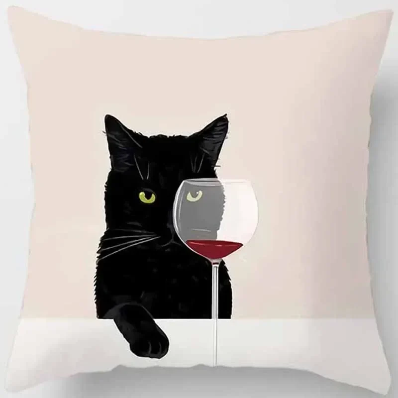 Housse coussin animaux chat drôle