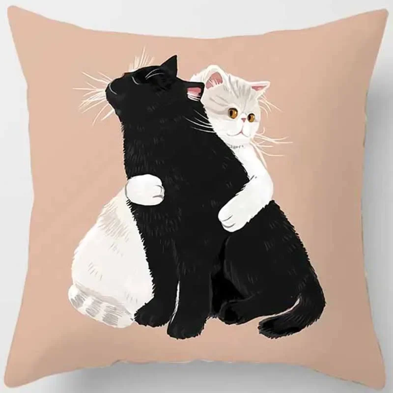 Housse coussin animaux chat drôle