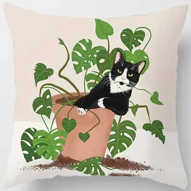 Housse coussin animaux chat drôle