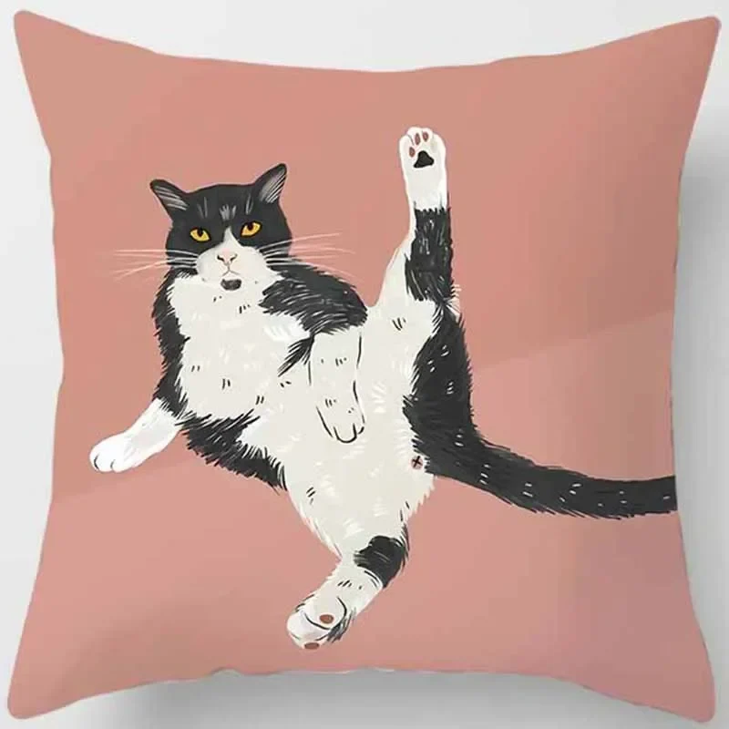 Housse coussin animaux chat drôle