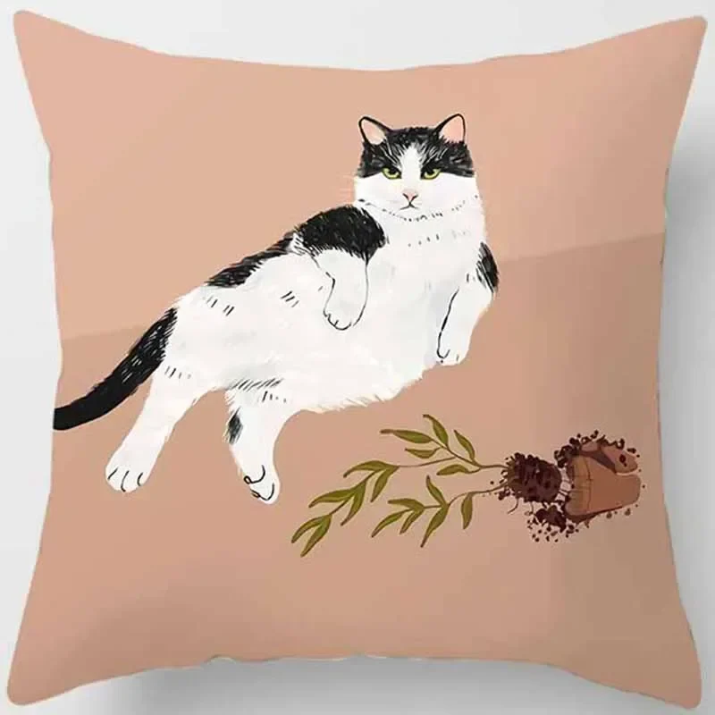 Housse coussin animaux chat drôle