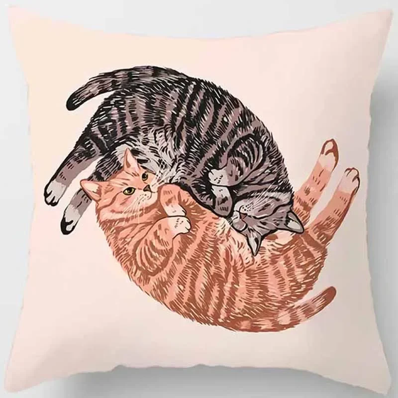 Housse coussin animaux chat drôle