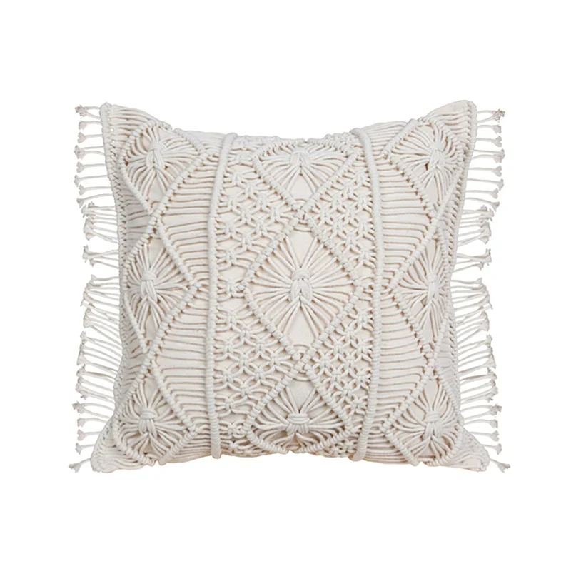 Coussin au crochet bohème avec motifs géométriques