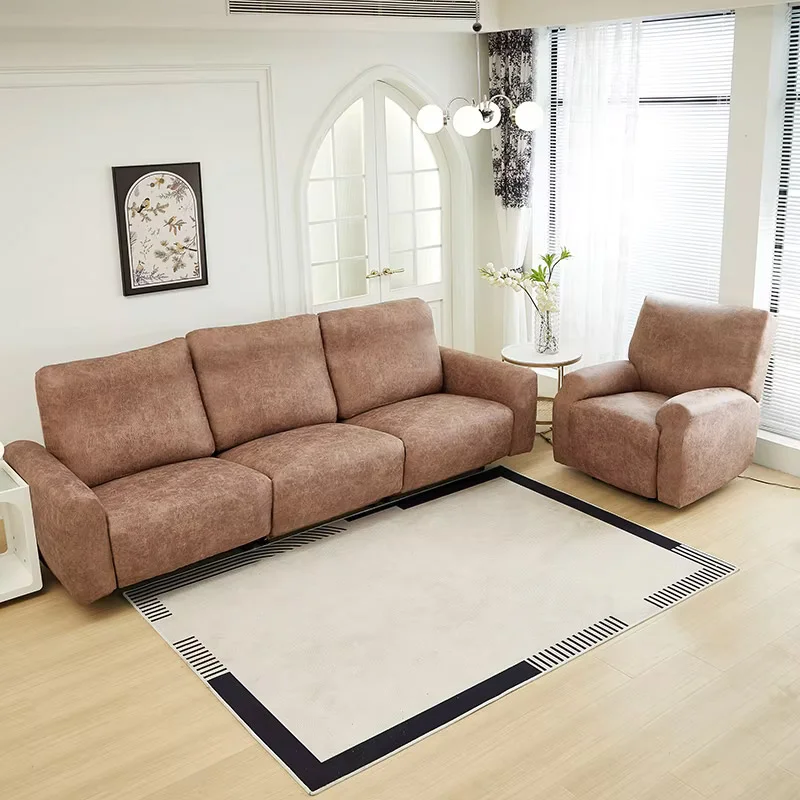 Housse de Fauteuil Relax En Similicuir Marron Clair
