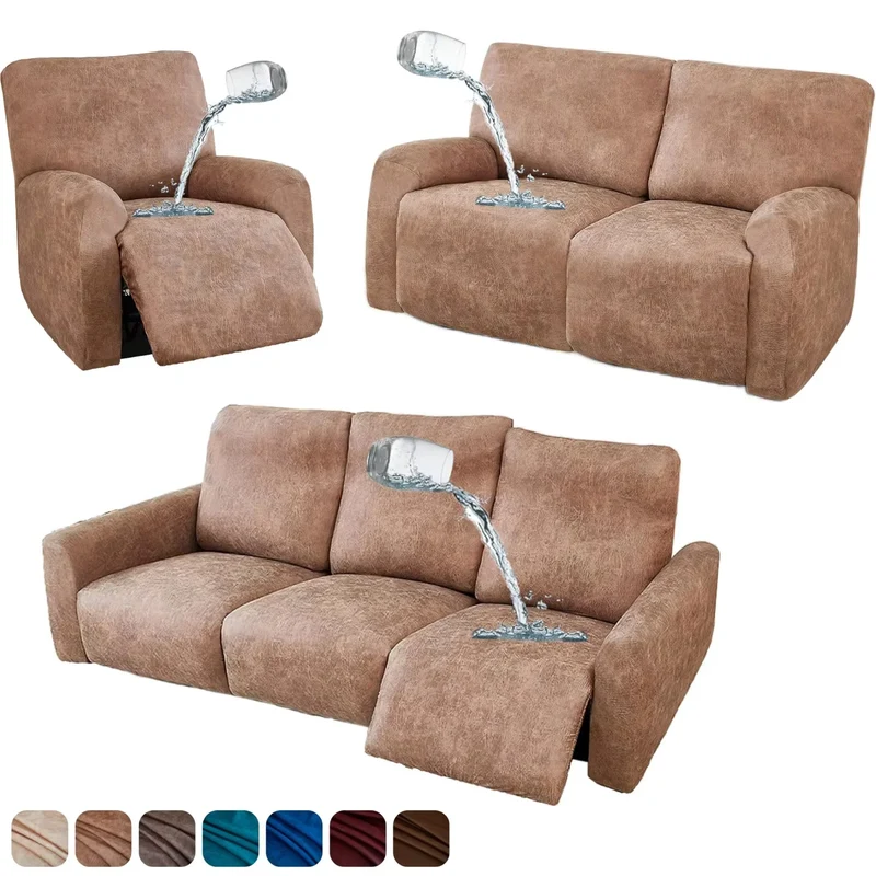 Housse de Fauteuil Relax En Similicuir Marron Clair