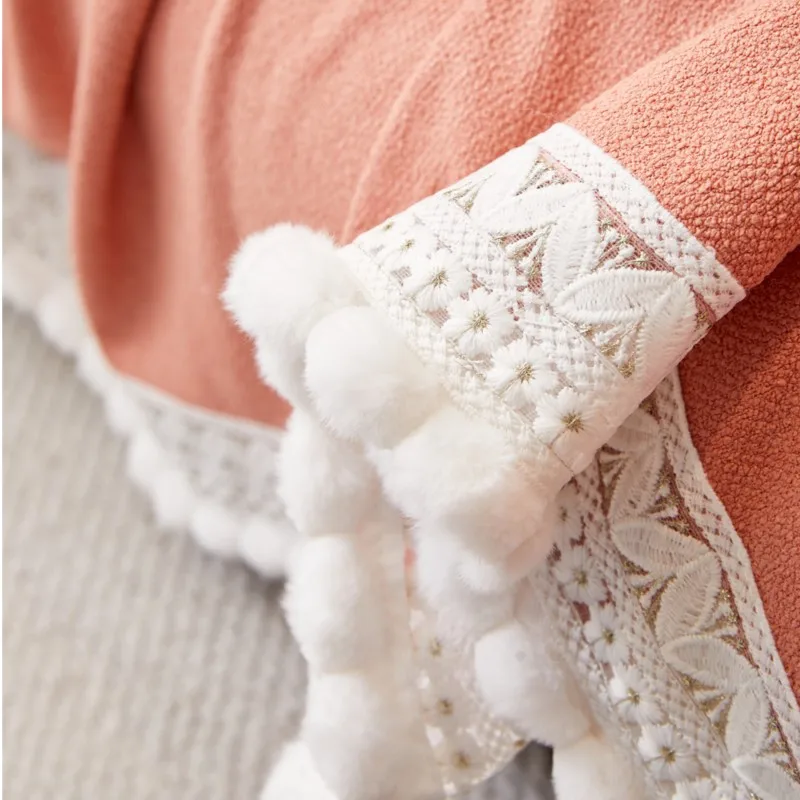Jeté de canapé grande taille en chenille de coton dentelle d'hiver