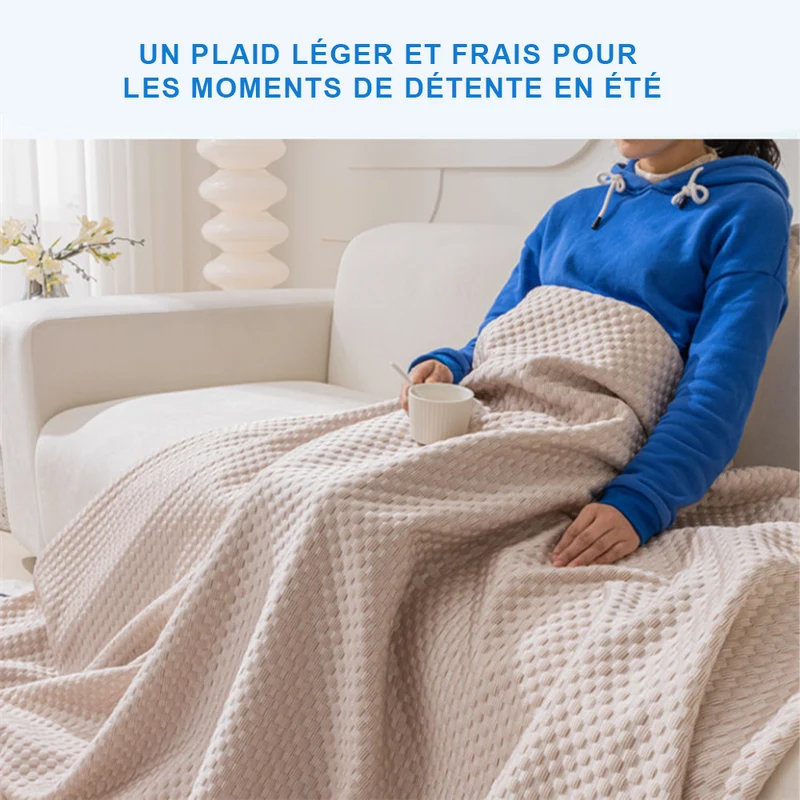 Jeté de canapé été grande taille respirant texture alvéolée anti rayures