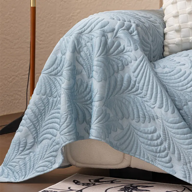 Plaid Jeté de canapé grande taille XXL anti griffures texture feuille d'hibiscus