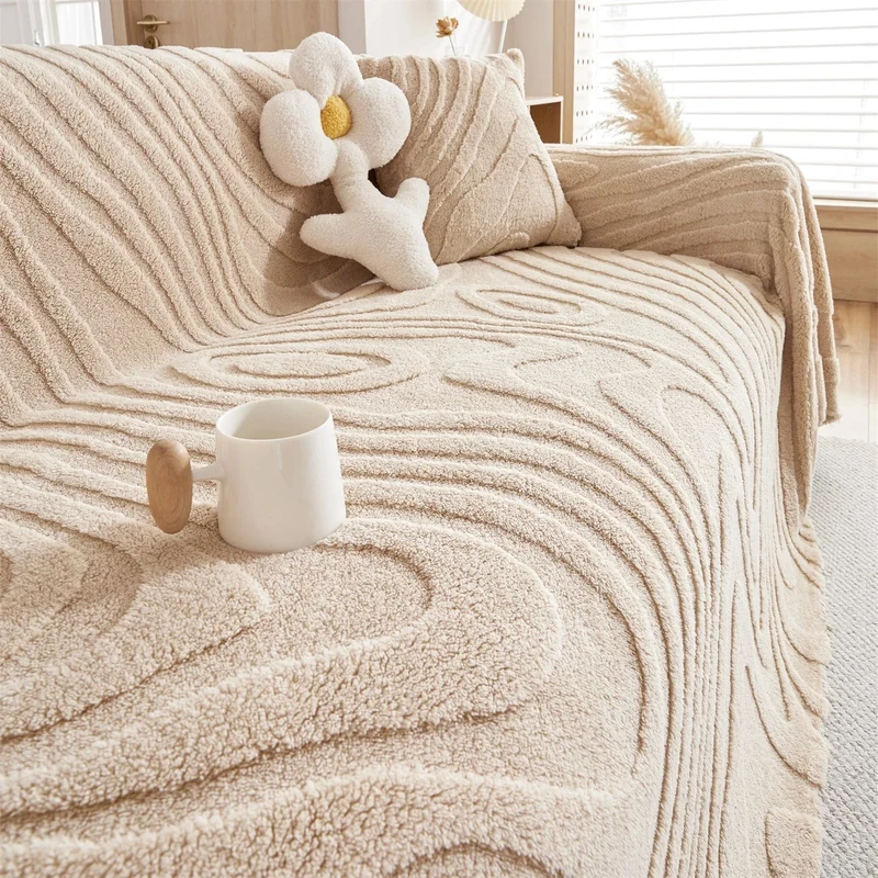 Plaid Jeté de canapé grande taille en polaire tuftée – motif cernes de bois (épais & doux)