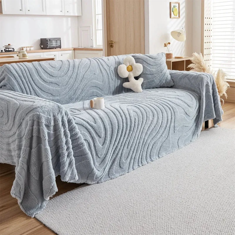 Plaid Jeté de canapé grande taille en polaire tuftée – motif cernes de bois (épais & doux)
