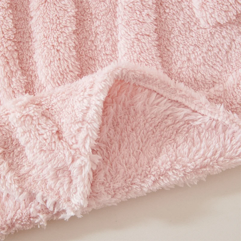 Plaid Jeté de canapé grande taille en polaire tuftée – motif cernes de bois (épais & doux)