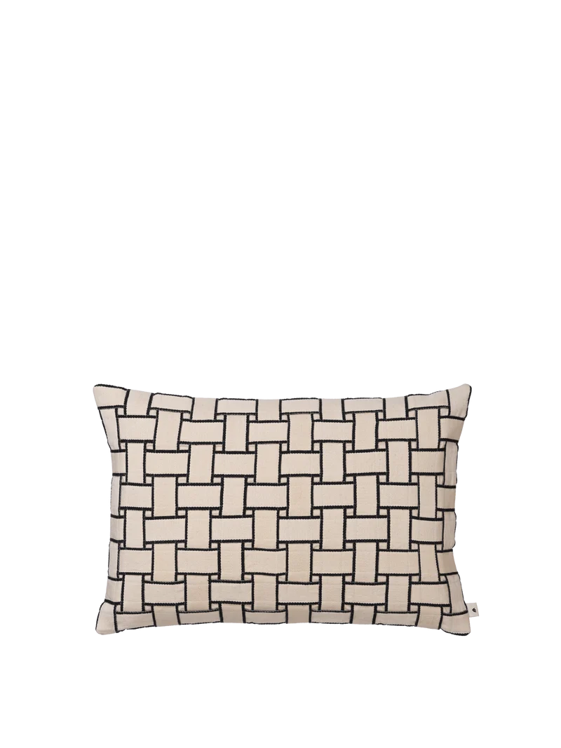Lattice Cushion Cover - Rectangular - Off-White/Black