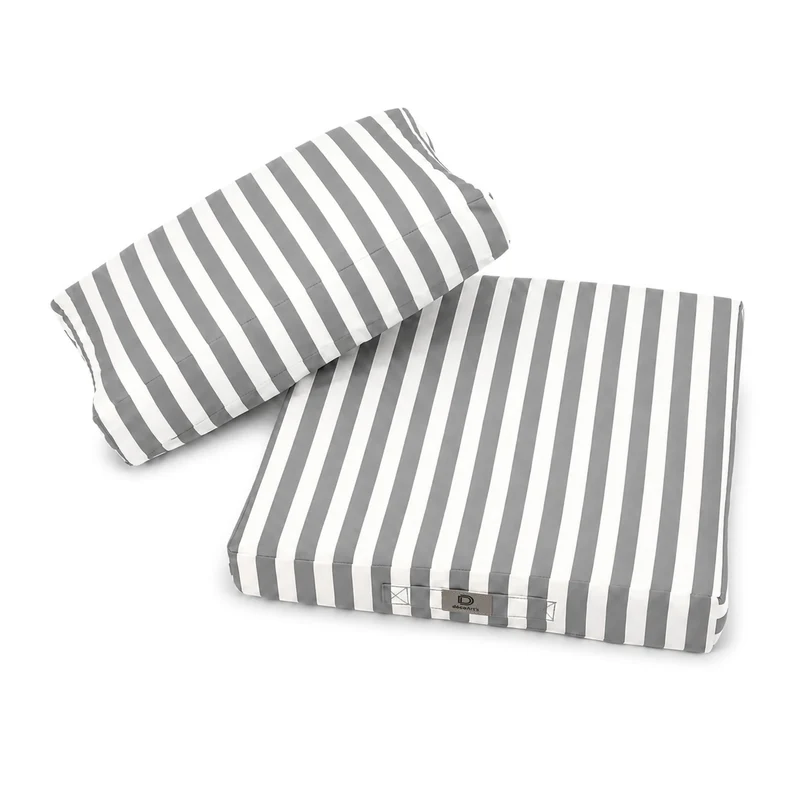 Ensemble Coussins Salon Jardin 60x70 Rayure Gris Clair - Premium 270g (Assise + Dossier)