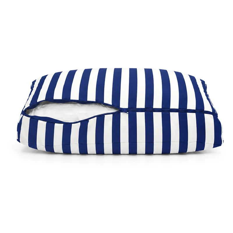 Ensemble Coussins Salon Jardin 60x70 Rayure Bleu Marine - Premium 270g (Assise + Dossier)