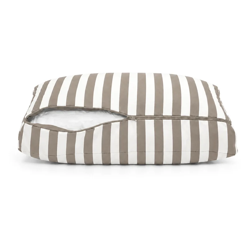 Ensemble Coussins Salon Jardin 60x70 Rayure Beige - Premium 270g (Assise + Dossier)