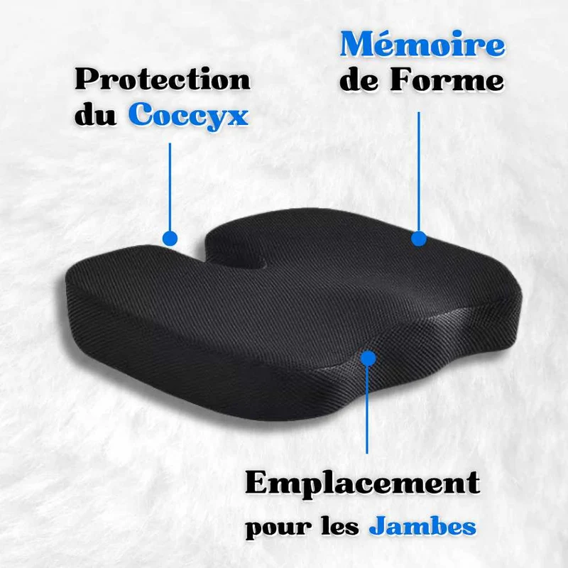 Coussin Coccyx mémoire de forme housse noire