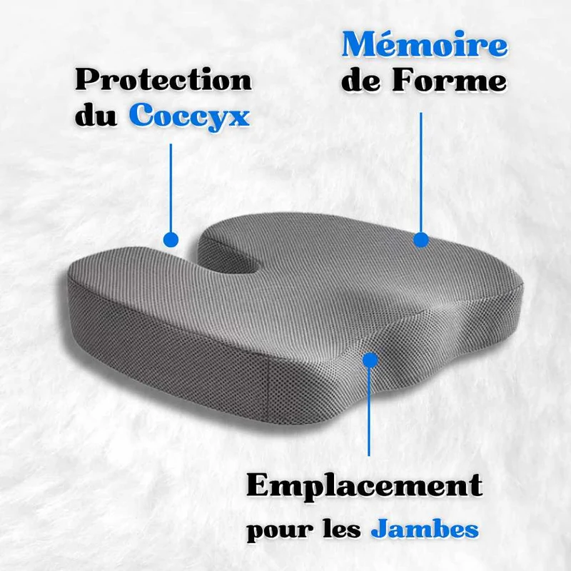 Coussin Coccyx mémoire de forme housse grise