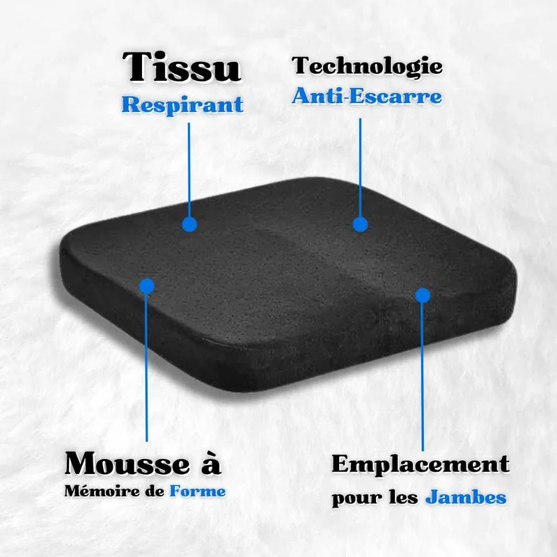 Coussin Anti-Escarre mémoire de forme noir