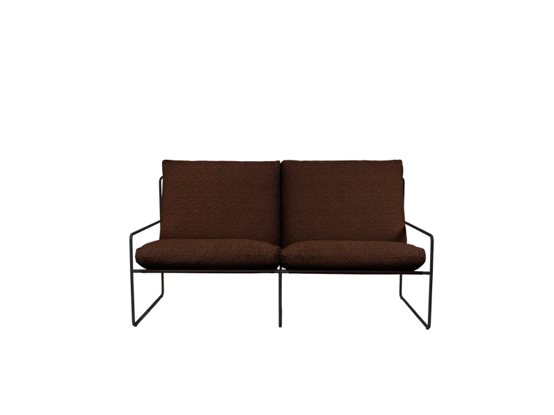 Desert 2-seater - Black - Pure Bouclé - Chestnut