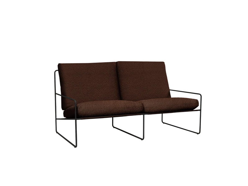 Desert 2-seater - Black - Pure Bouclé - Chestnut