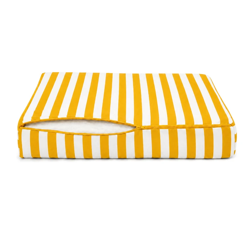 Ensemble Coussins Salon Jardin 60x70 Rayure Jaune - Premium 270g (Assise + Dossier)