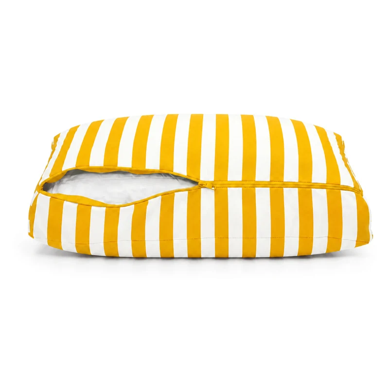 Ensemble Coussins Salon Jardin 60x70 Rayure Jaune - Premium 270g (Assise + Dossier)