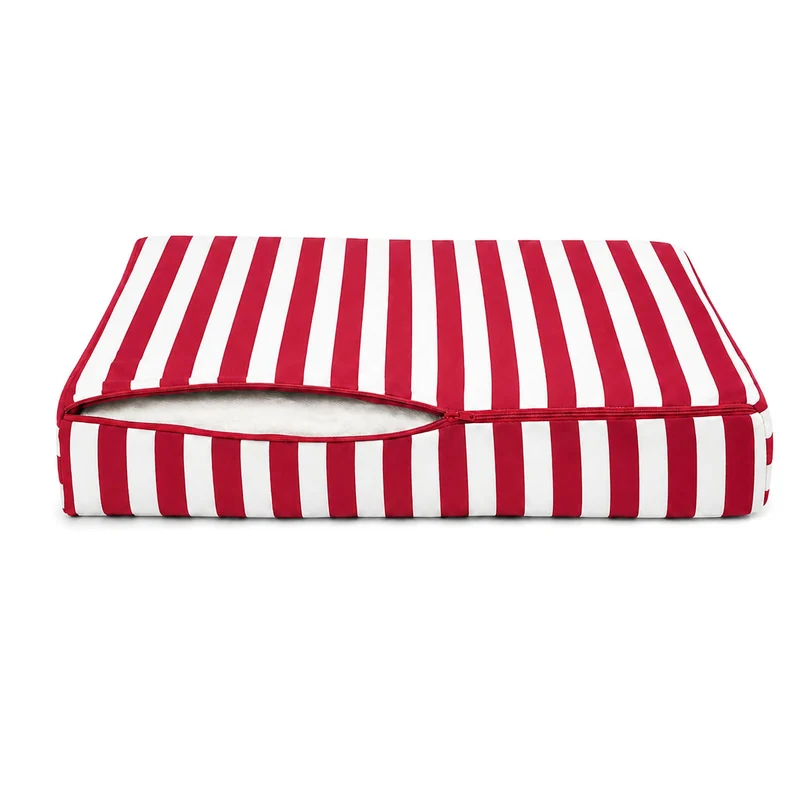 Ensemble Coussins Salon Jardin 50x60 Rayure Rouge - Premium 270g (Assise + Dossier)