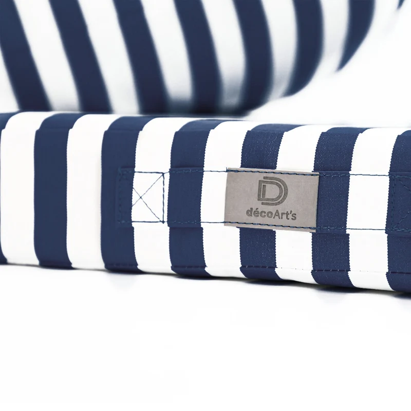 Ensemble Coussins Salon Jardin 50x60 Rayure Bleu Marine - Premium 270g (Assise + Dossier)