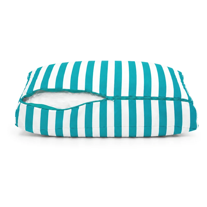 Ensemble Coussins Salon Jardin 50x60 Rayure Turquoise - Premium 270g (Assise + Dossier)