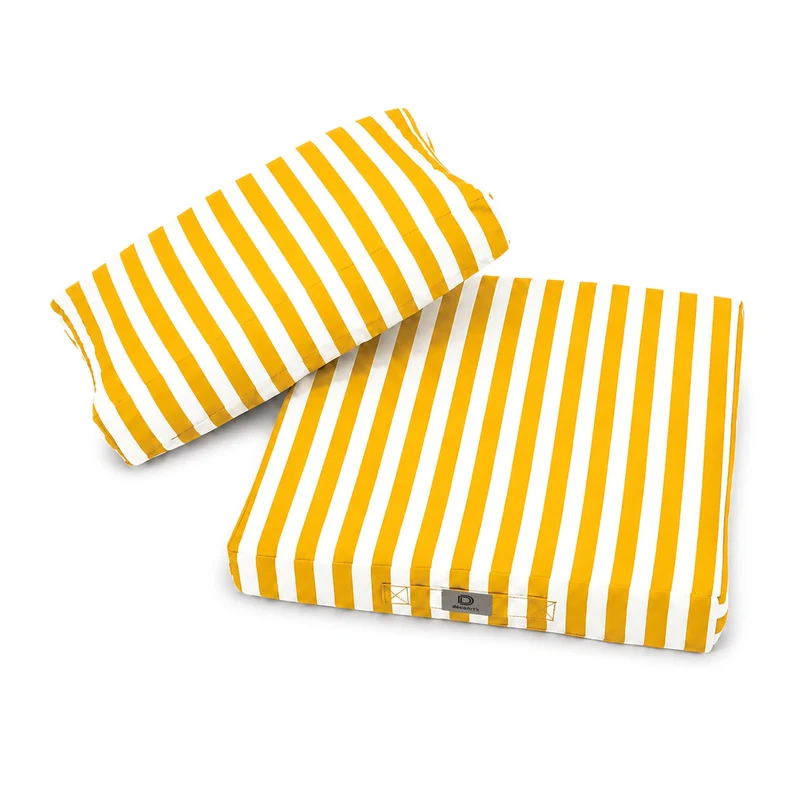 Ensemble Coussins Salon Jardin 50x60 Rayure Jaune - Premium 270g (Assise + Dossier)