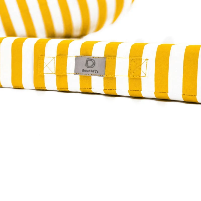 Ensemble Coussins Salon Jardin 50x60 Rayure Jaune - Premium 270g (Assise + Dossier)