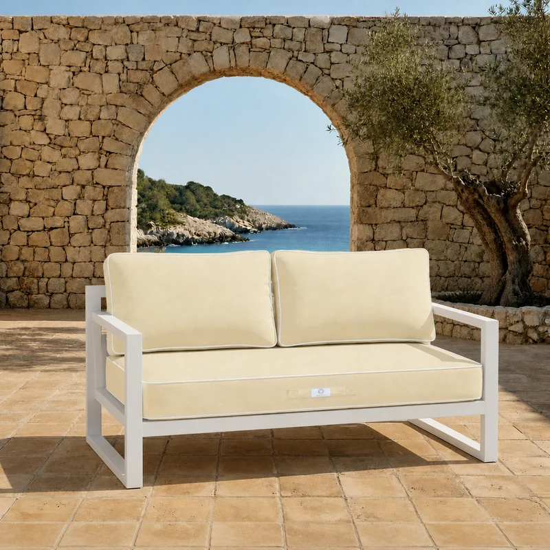 Ensemble Coussins Premium 120x60 Jaune Beurre - 1 Assise + 2 Dossiers (Épais 12cm & Passepoil)