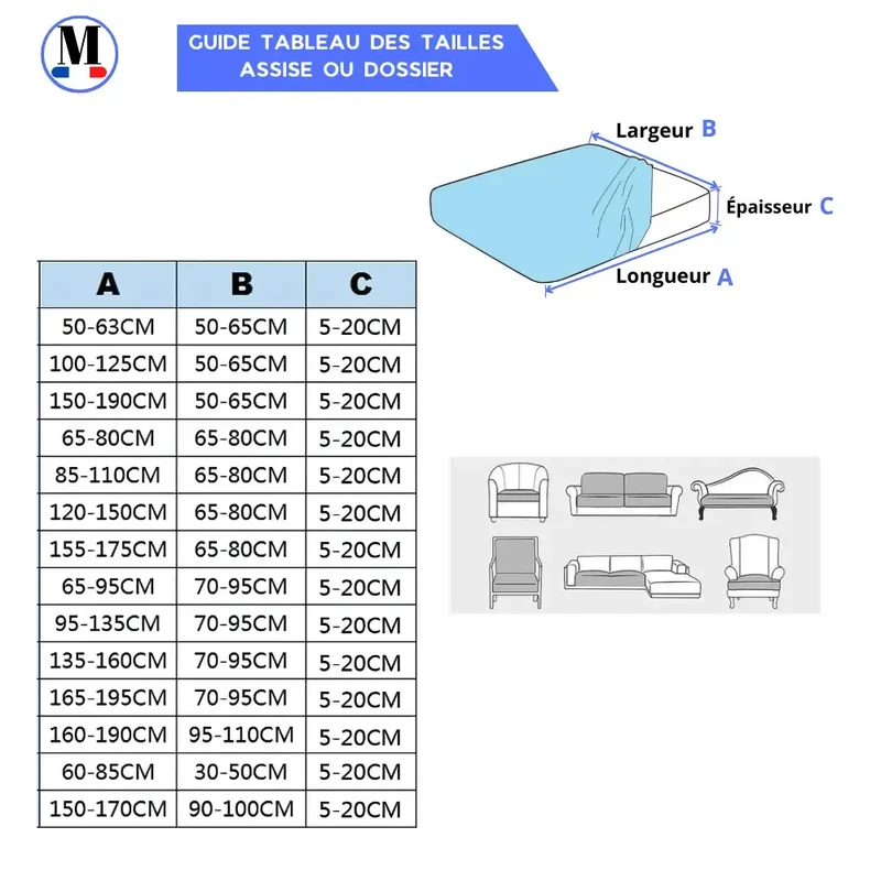 Housses de Coussins Assise, Dossier & Têtière - Simili Cuir Imperméable