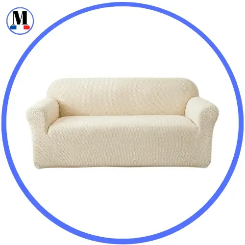 Jacquard Crème - Housse de Canapé Extensible