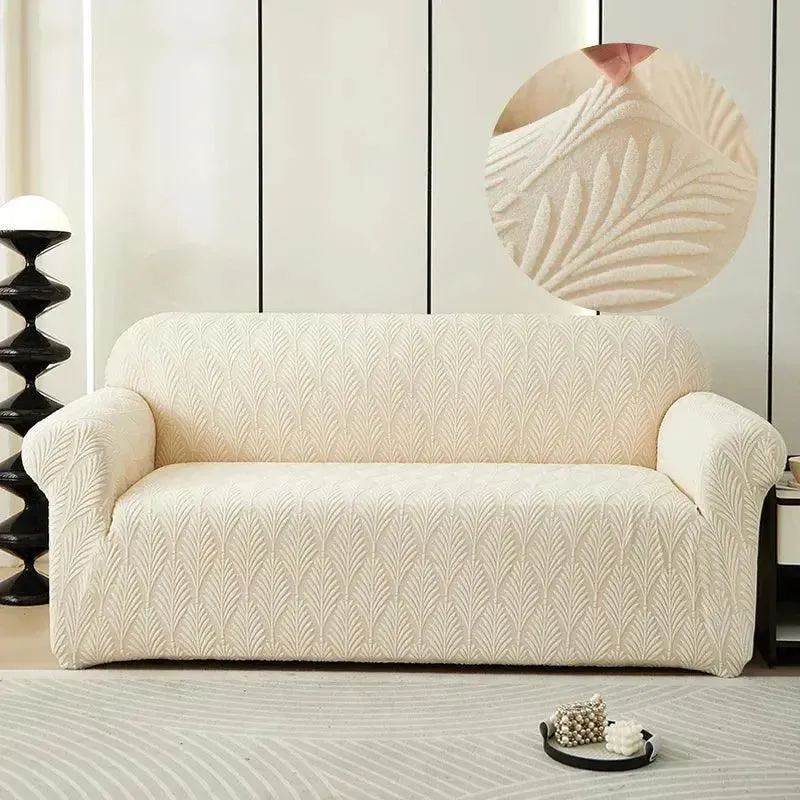 Jacquard Crème - Housse de Canapé Extensible