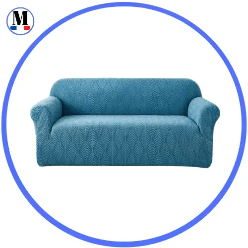 Jacquard Bleu - Housse de Canapé Extensible