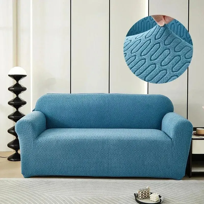 Jacquard Bleu - Housse de Canapé Extensible