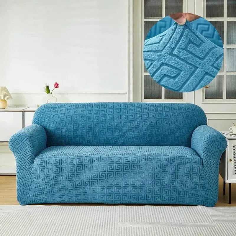 Jacquard Bleu - Housse de Canapé Extensible