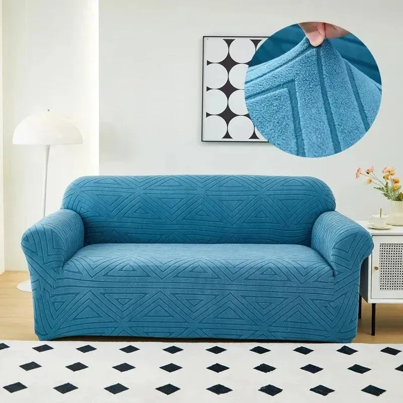 Jacquard Bleu - Housse de Canapé Extensible
