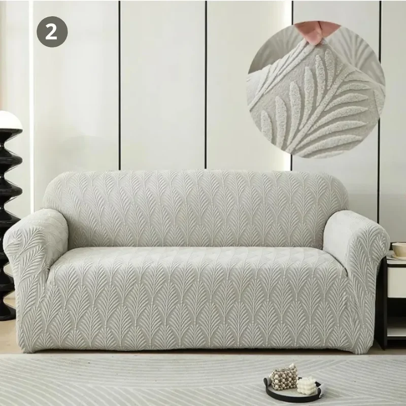 Jacquard Gris Clair - Housse de Canapé Extensible