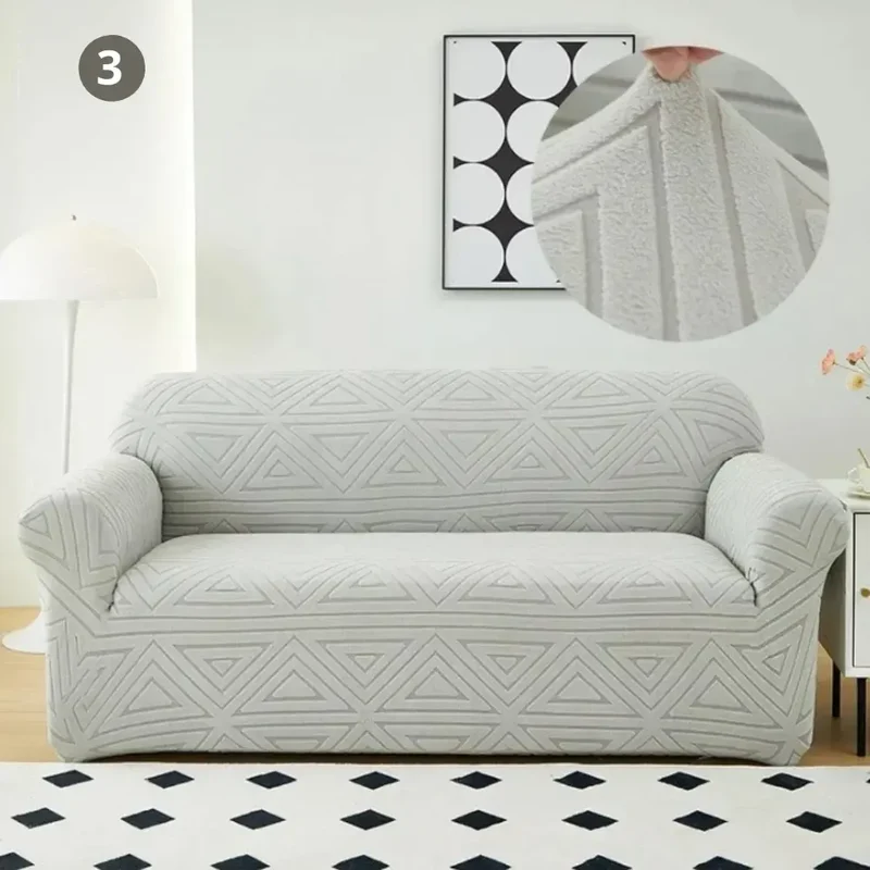 Jacquard Gris Clair - Housse de Canapé Extensible