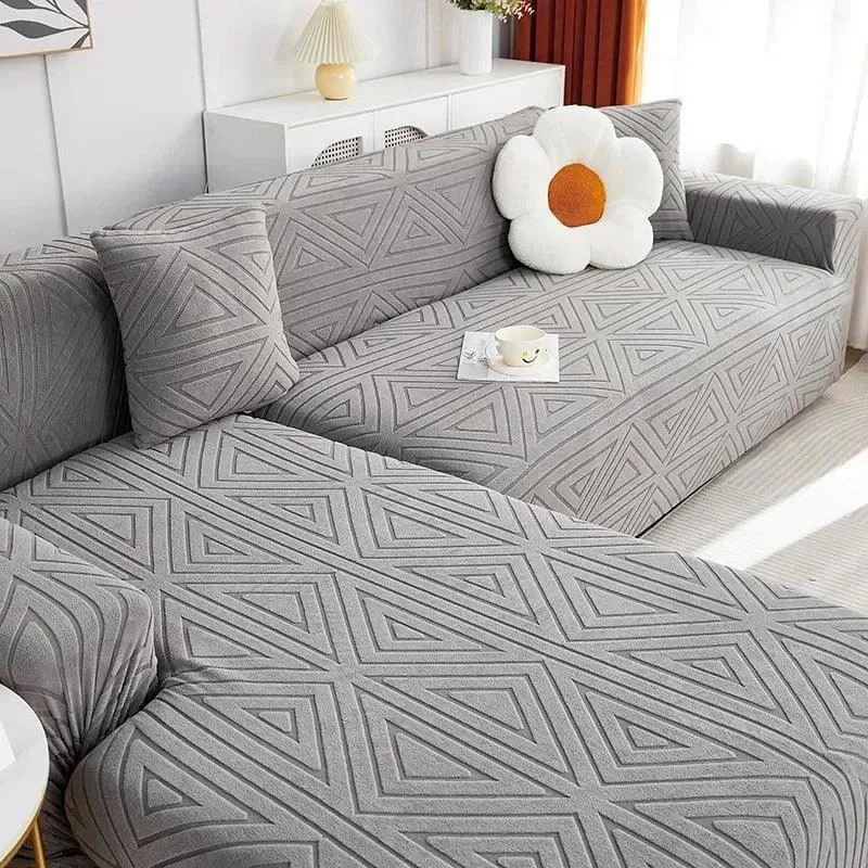 Jacquard Gris - Housse de Canapé Extensible