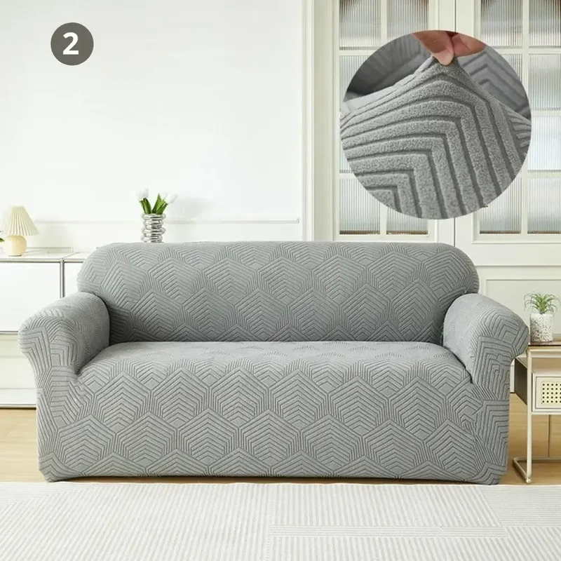 Jacquard Gris - Housse de Canapé Extensible