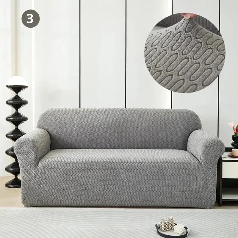 Jacquard Gris - Housse de Canapé Extensible