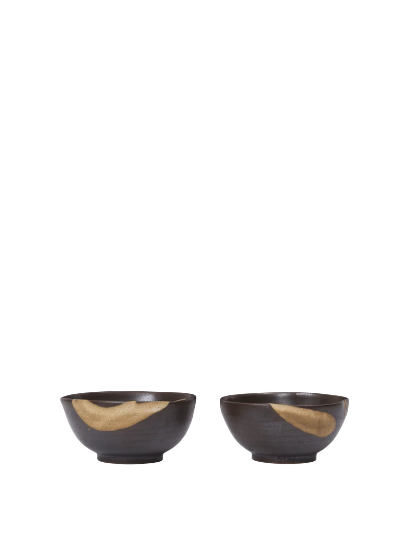 Koyo Bowls - Ø8.5 - Set of 2 - Dark Brown/Buff