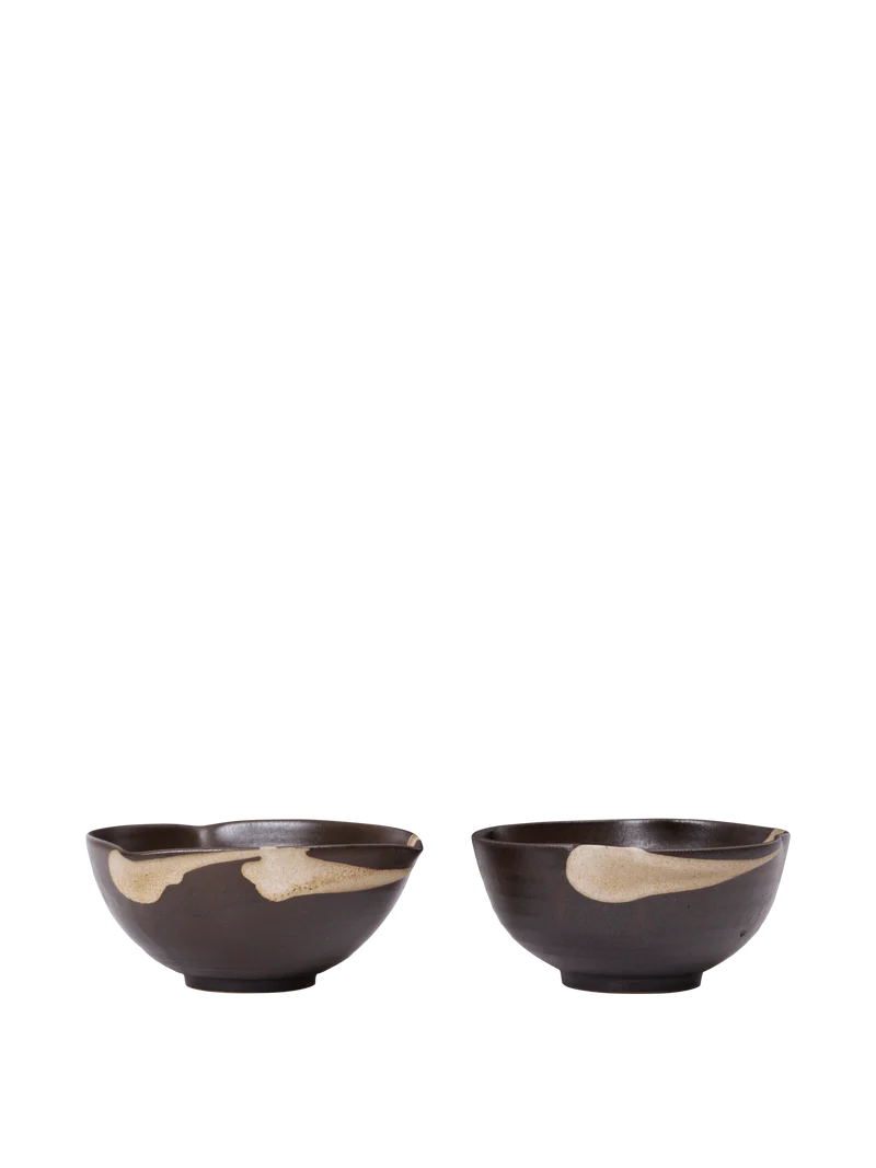 Koyo Bowls - Ø11.5 - Set of 2 - Dark Brown/Buff