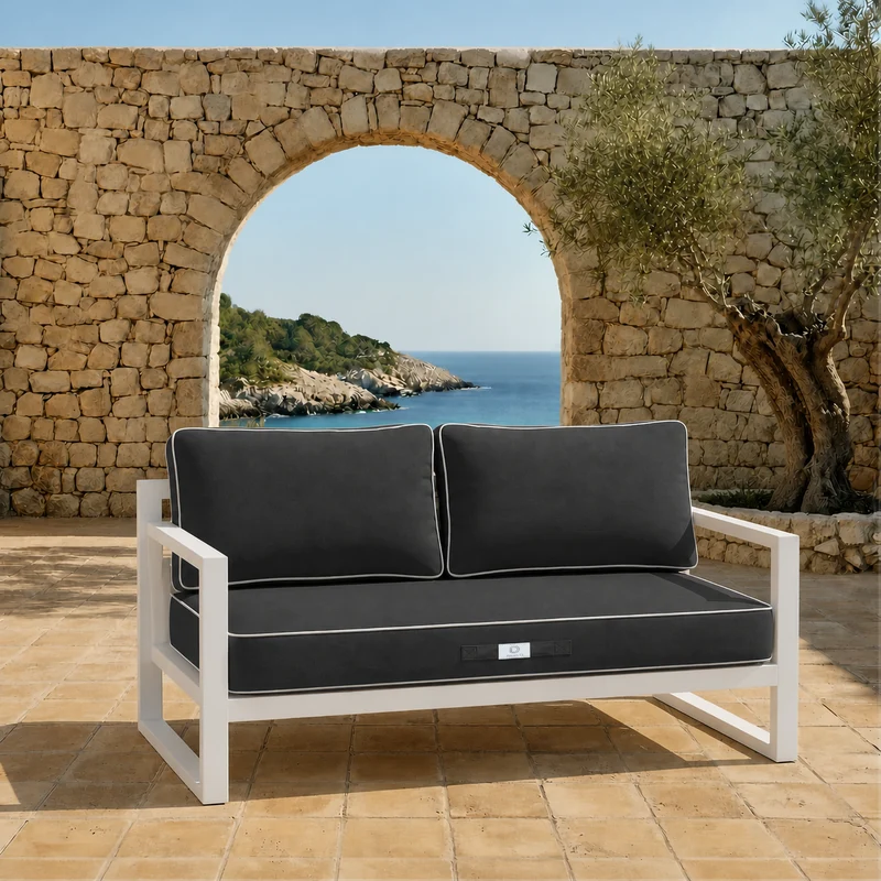 Ensemble Coussins Premium 120x60 Gris Foncé - 1 Assise + 2 Dossiers (Épais 12cm & Passepoil)