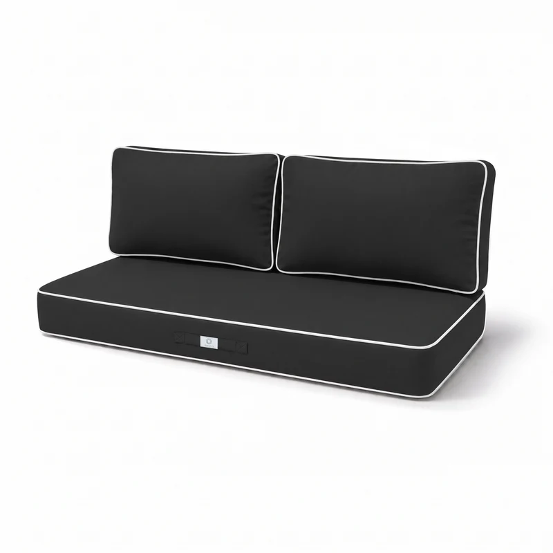 Ensemble Coussins Premium 100x50 Gris Foncé - 1 Assise + 2 Dossiers (Épais 12cm & Passepoil)