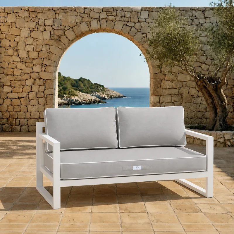 Ensemble Coussins Premium 120x60 Gris Clair - 1 Assise + 2 Dossiers (Épais 12cm & Passepoil)