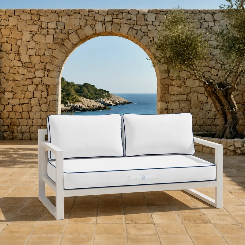 Ensemble Coussins Premium 120x60 Blanc - 1 Assise + 2 Dossiers (Épais 12cm & Passepoil)